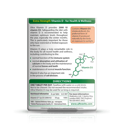 Vitabiotics - Ultra Vitamin D 2000IU 96Tabs - GOLDFARMACI