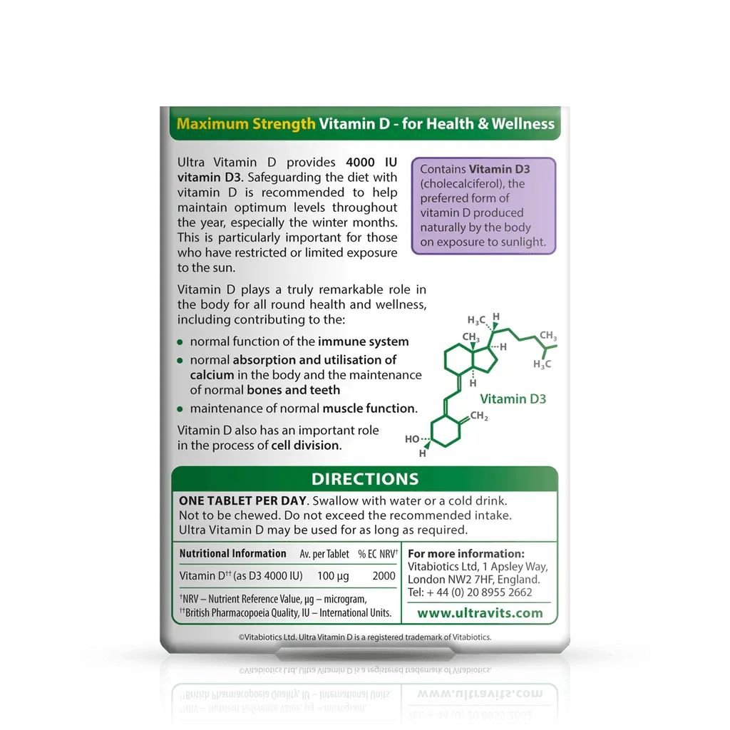 Vitabiotics - Ultra Vitamin D 4000IU 96Tabs - GOLDFARMACI