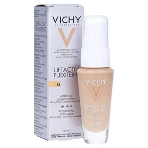 Vichy Liftactiv Flexiteint anti-wrinkle foundation SPF 20 bottle and box, shade 15