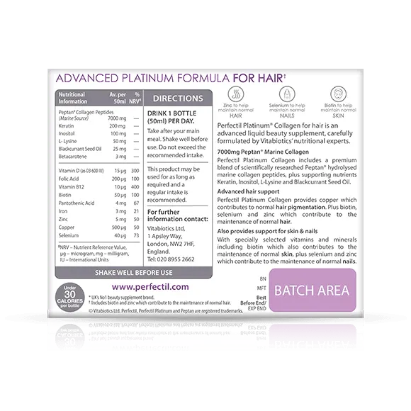 Vitabiotics - Perfectil Platinum Collagen Hair Drink 10x50ml - GOLDFARMACI