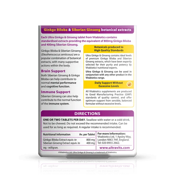 Vitabiotics - Ultra Ginkgo & Ginseng 60Tabs - GOLDFARMACI