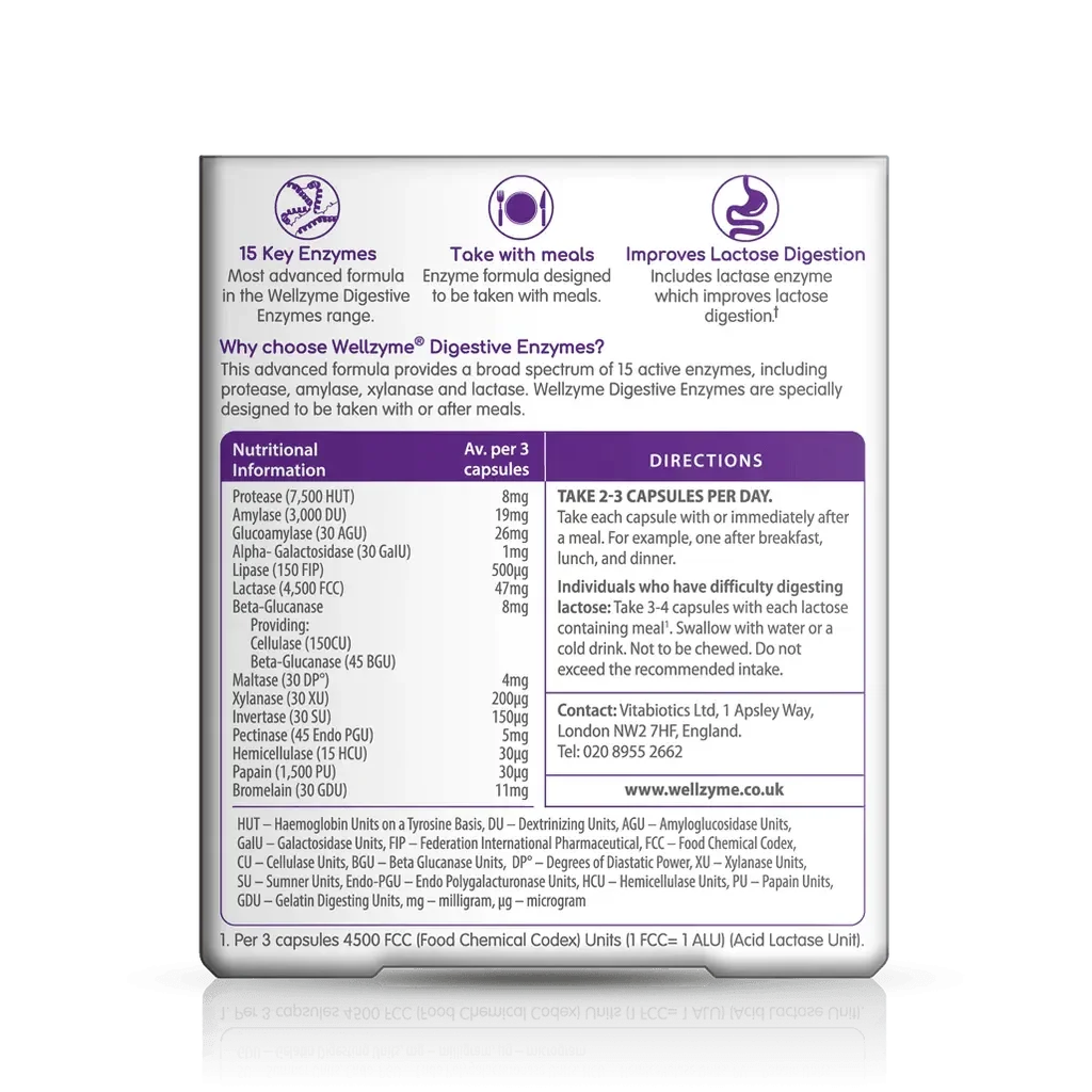 Vitabiotics - Wellzyme Digestive Enzymes Advanced 60Caps - GOLDFARMACI