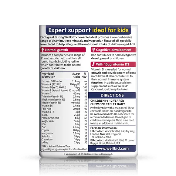 Vitabiotics - Wellkid Smart Chewable 30Tabs - GOLDFARMACI