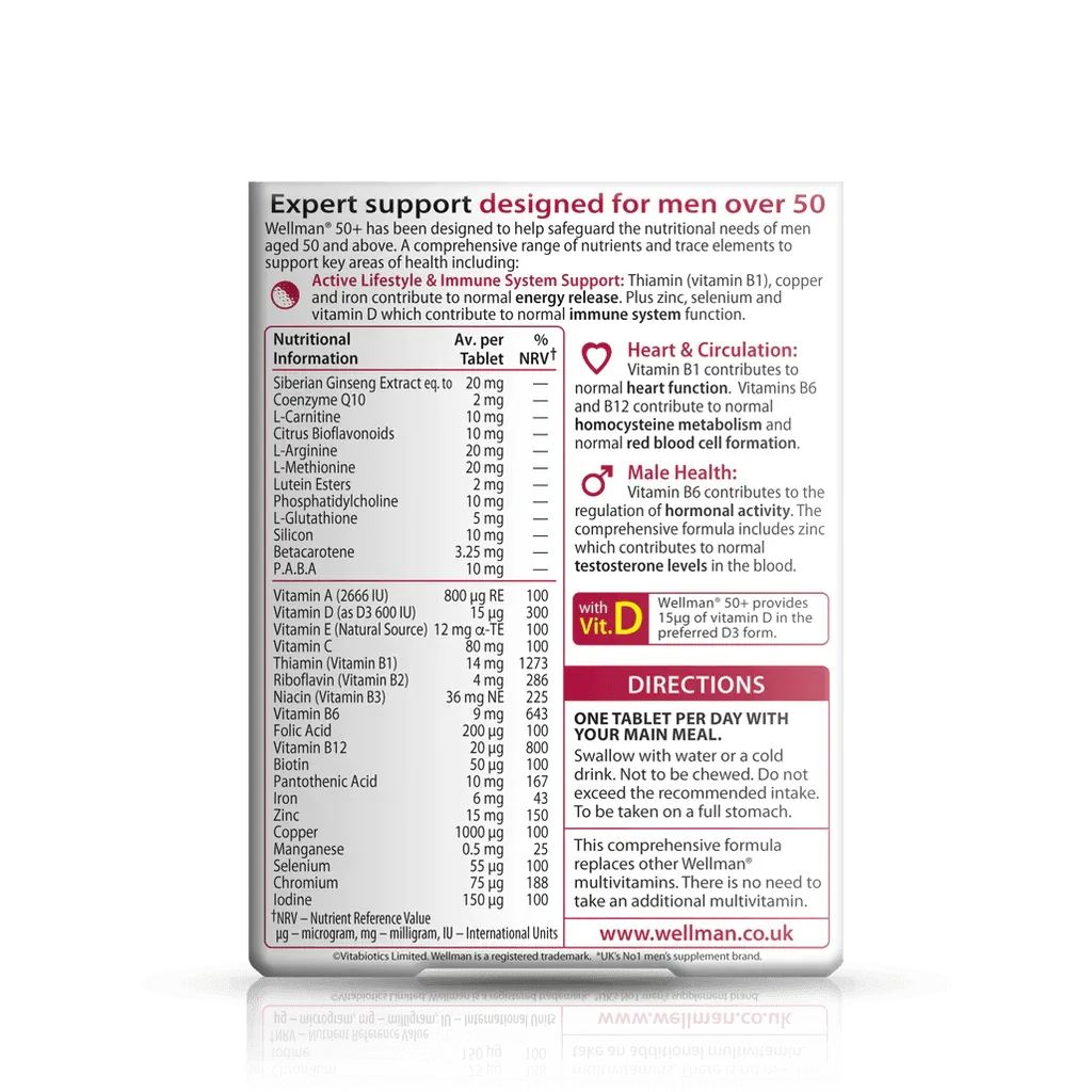 Vitabiotics - Wellman 50+ 30Tabs - GOLDFARMACI