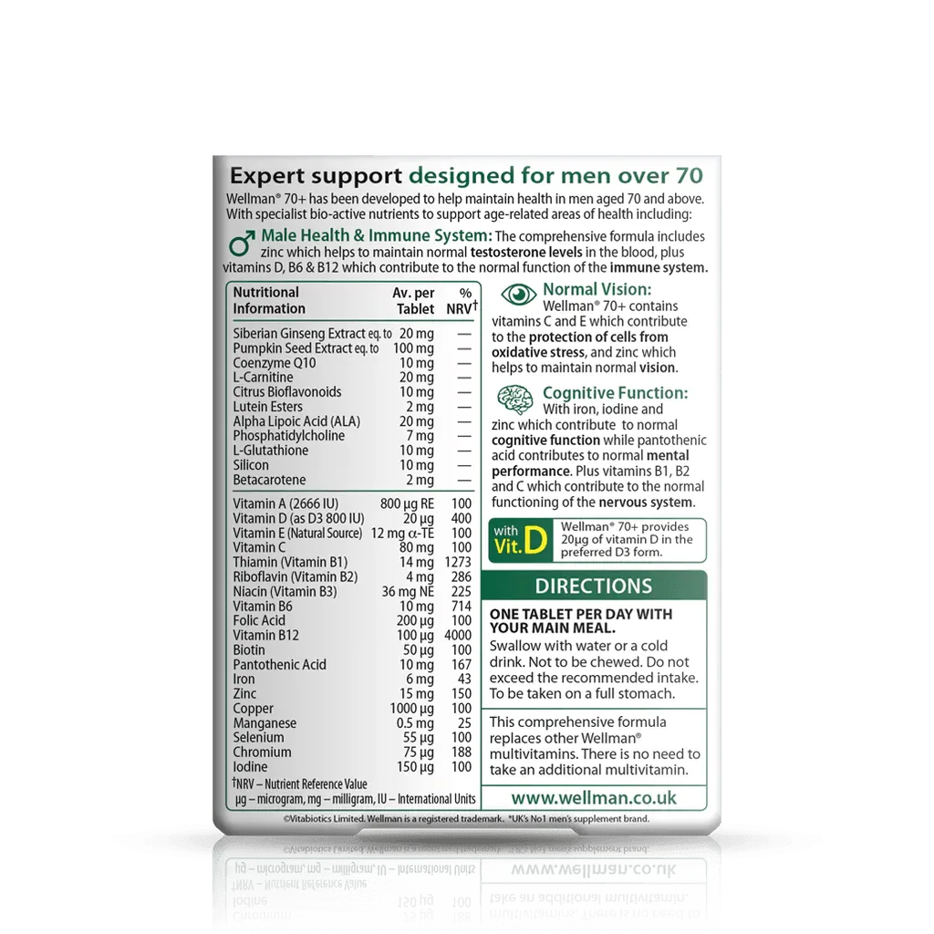 Vitabiotics - Wellman 70+ 30Tabs - GOLDFARMACI